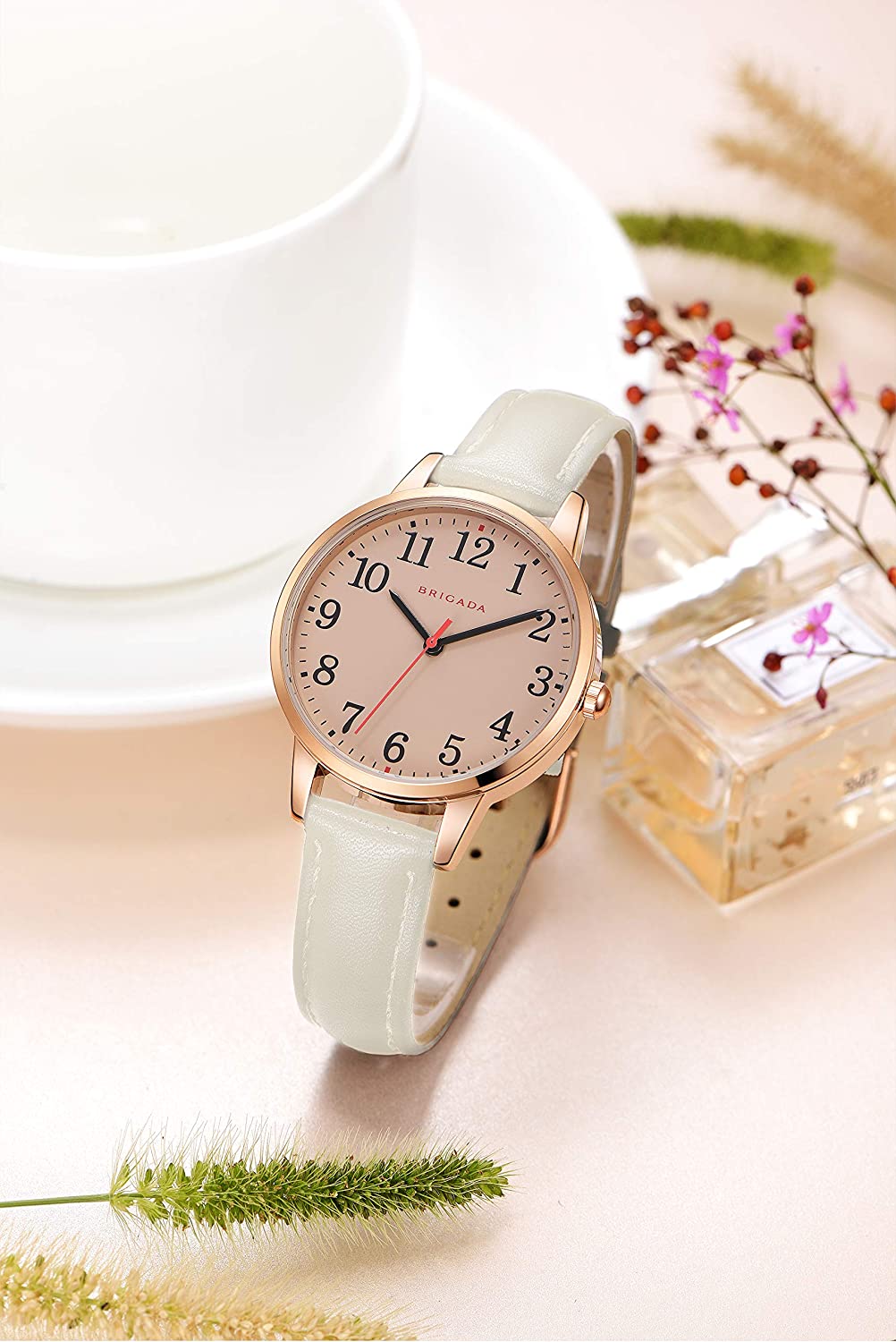BRIGADA Women's Watch Elegant Watch for Women Leather Band Ladies Watch for Women Waterproof - Image 7